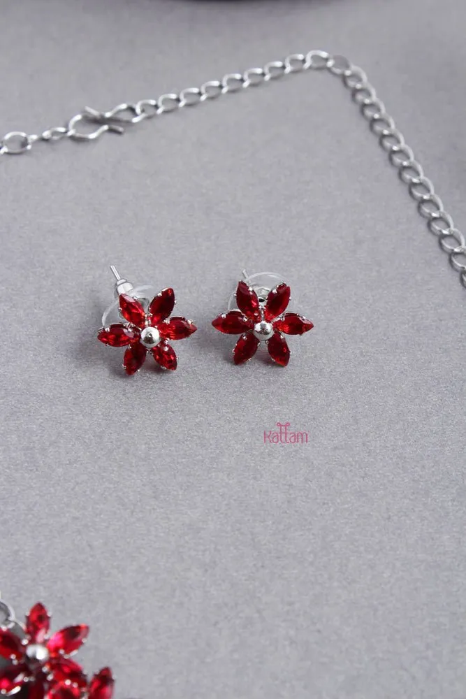 Contemporary Red Floral Choker