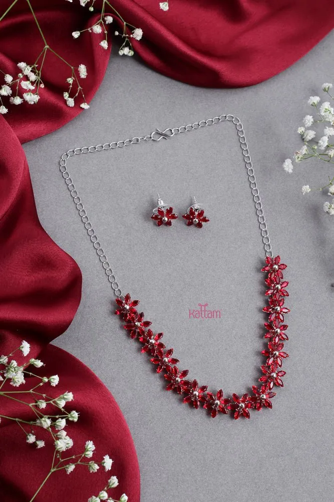 Contemporary Red Floral Choker