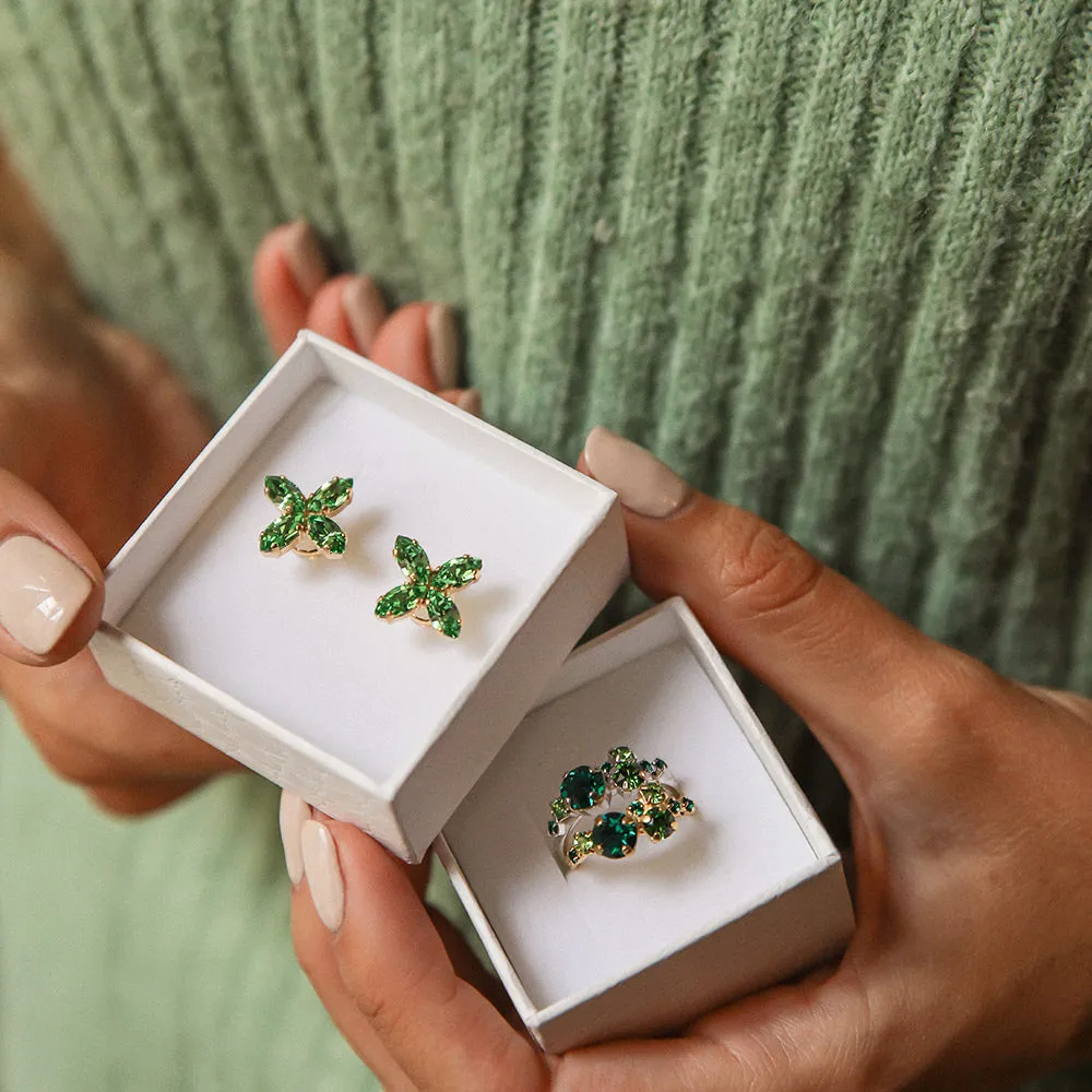 Crystal Star Earrings / Peridot