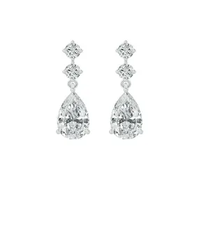 Crystal Zirconia Round & Teardrop Dangle Earrings