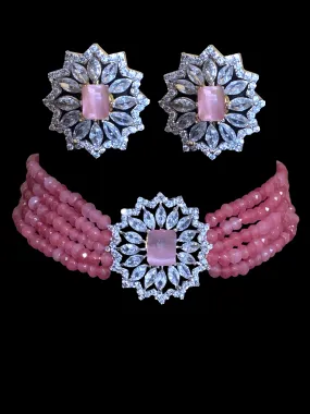 cz choker in pink  ( READY TO SHIP )