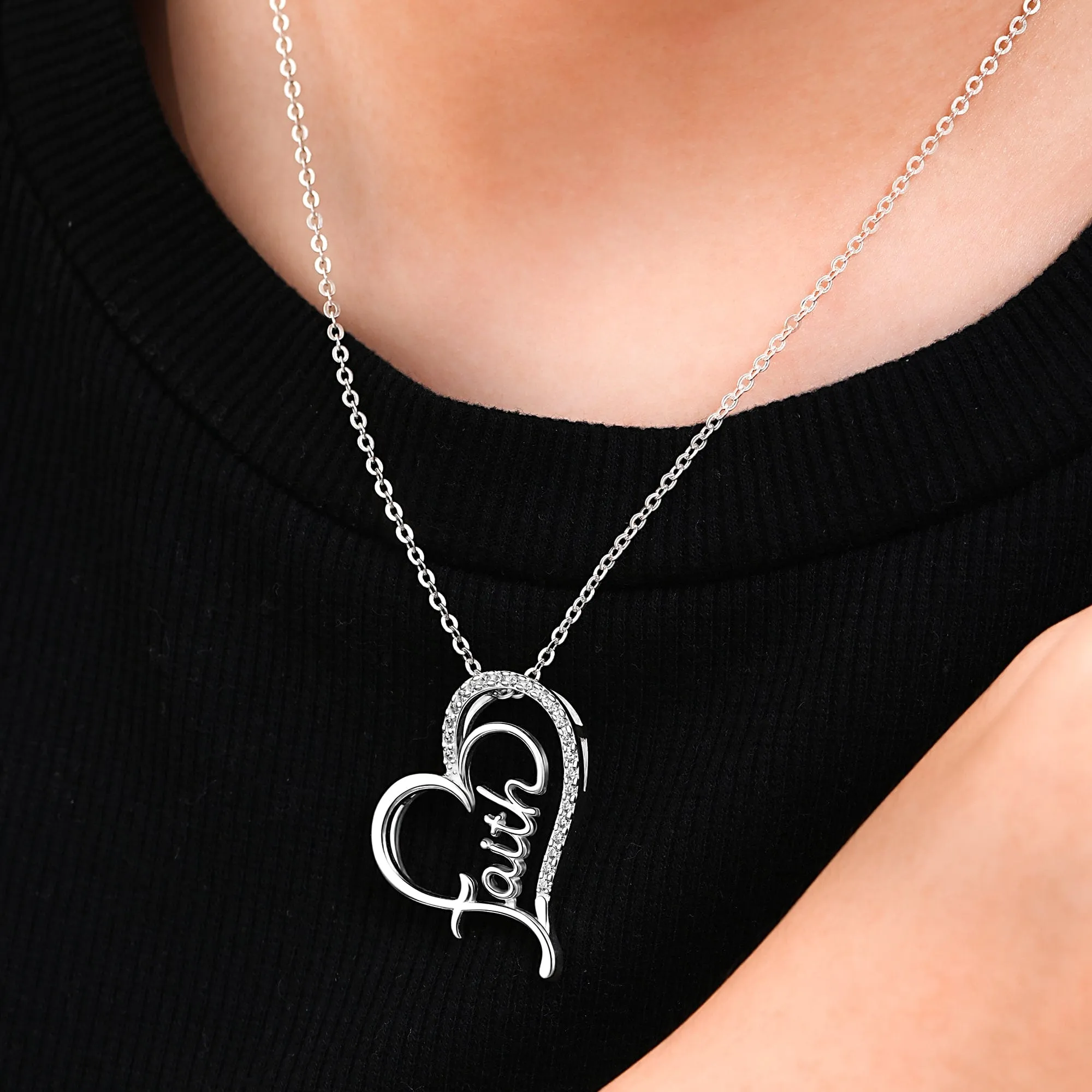 CZ Open Heart Pendant Silver Pendant of Faith