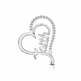 CZ Open Heart Pendant Silver Pendant of Faith