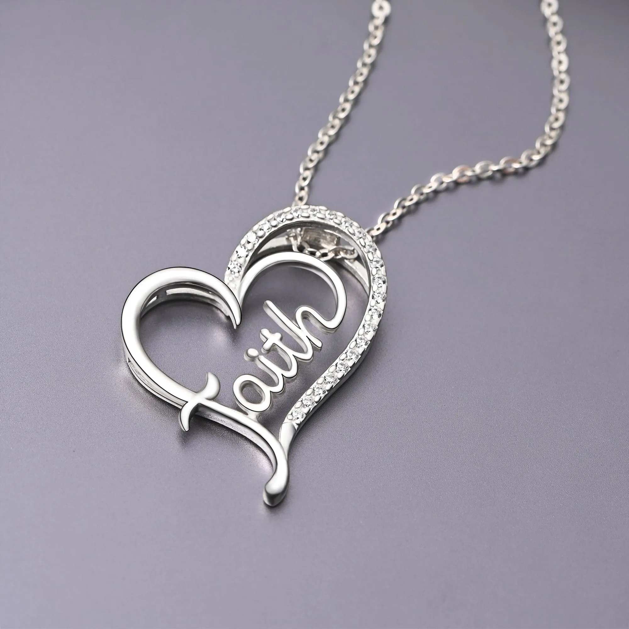 CZ Open Heart Pendant Silver Pendant of Faith