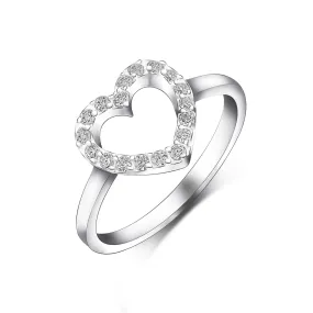 CZ Open Heart Rings Sterling Silver