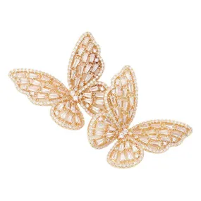 CZ Stone Butterfly Evening Earrings