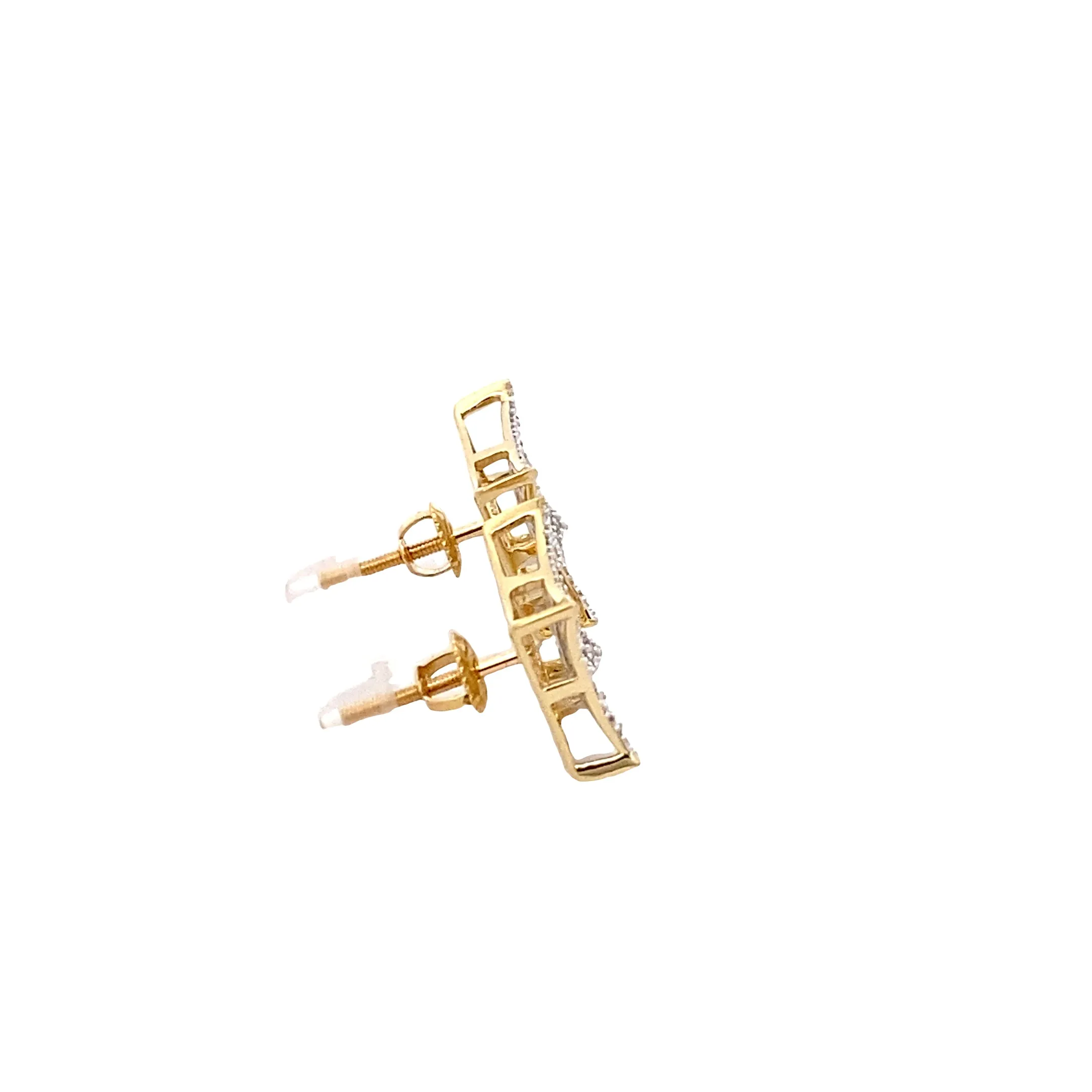 Diamond 0.30ctw Square Shaped Edge Earrings