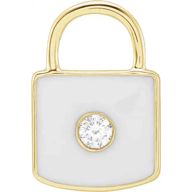 Diamond Enamel Lock Pendant