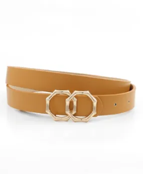 Double Octagon Buckle Belt in light brown