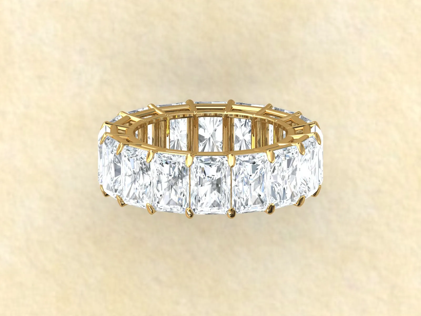 Emerald Cut Moissanite Full Eternity Band