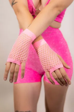 Fishnet Gloves - Light Pink