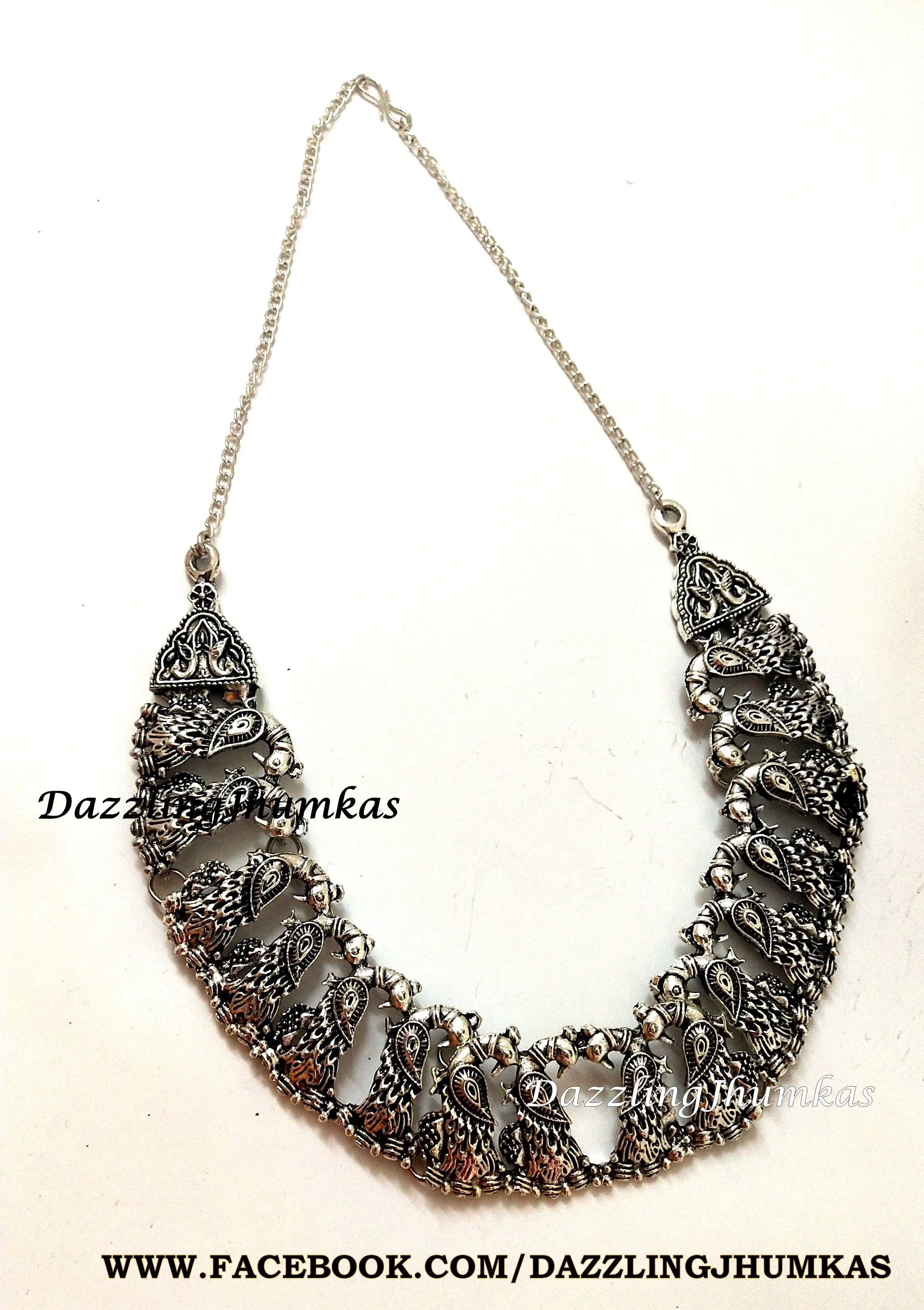 German silver Oxidised Peacock Neckchoker