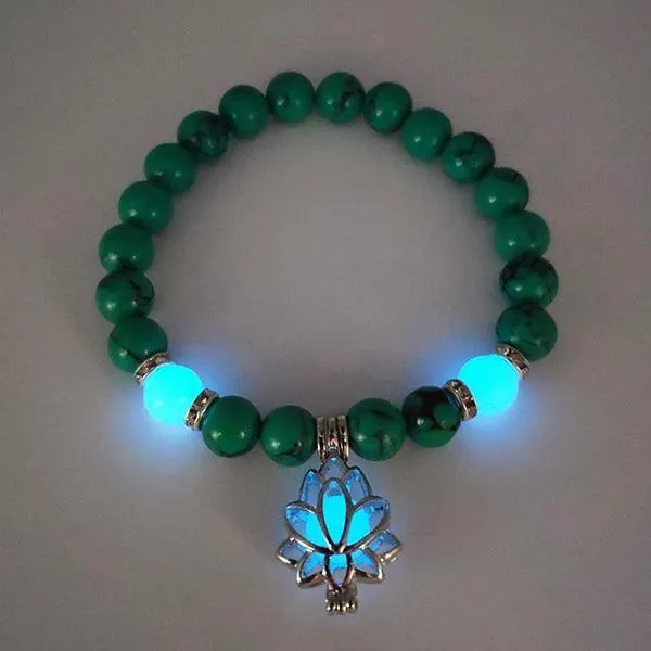 Glow in the Dark Lotus Stone Bracelet