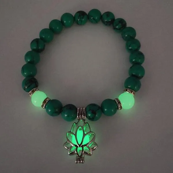 Glow in the Dark Lotus Stone Bracelet