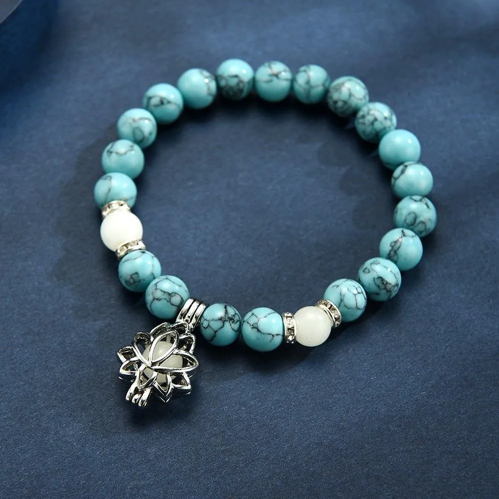 Glow in the Dark Lotus Stone Bracelet