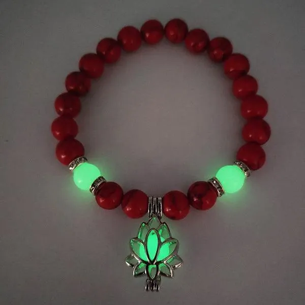 Glow in the Dark Lotus Stone Bracelet