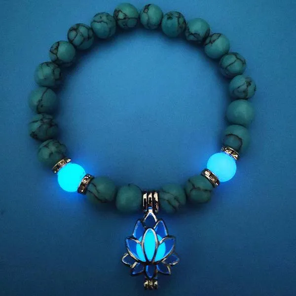 Glow in the Dark Lotus Stone Bracelet