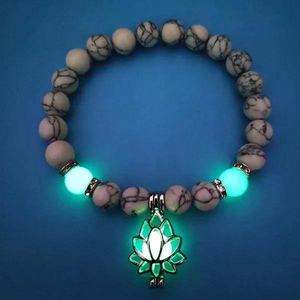 Glow in the Dark Lotus Stone Bracelet