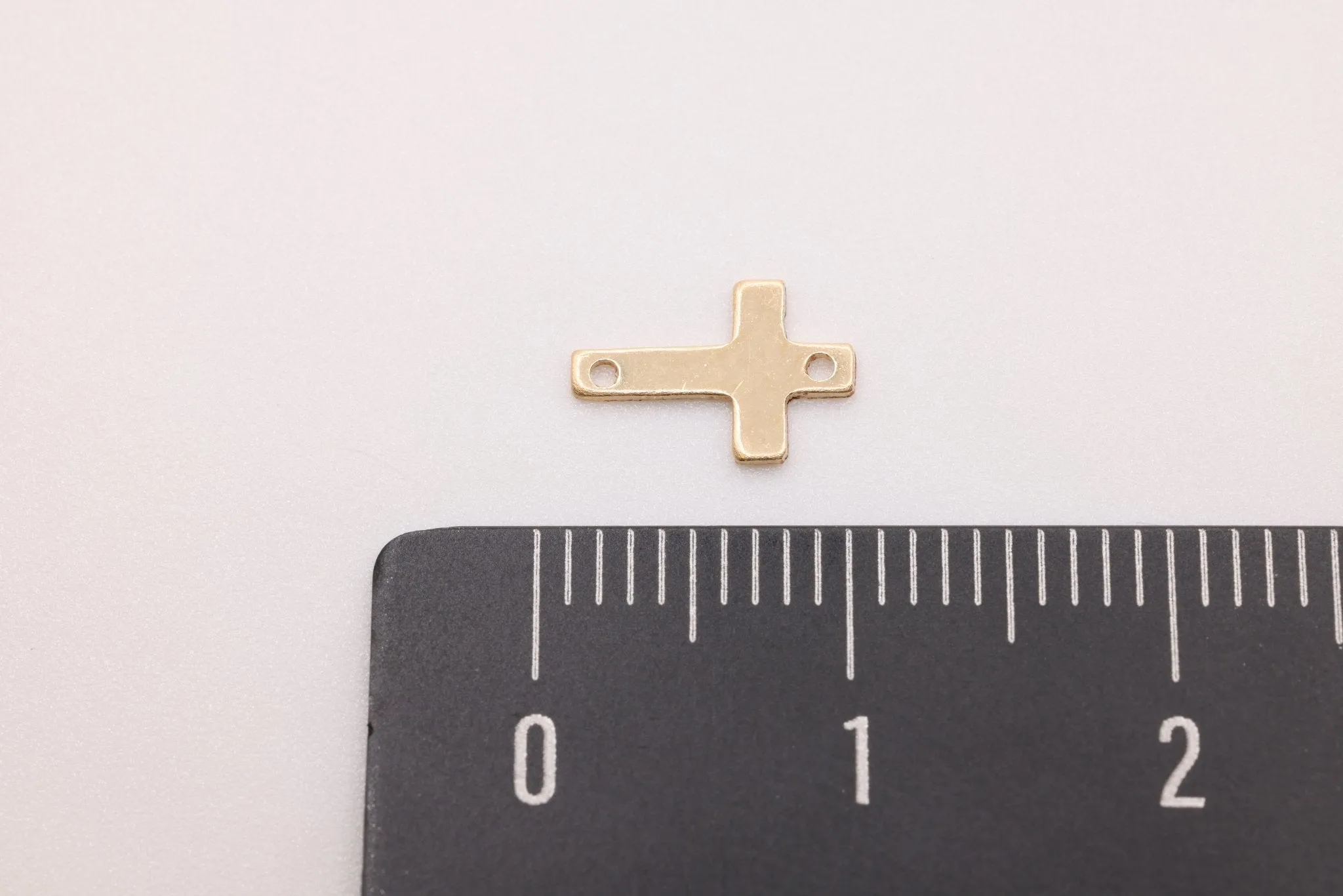 Gold-Filled Cross Connector Charm, 9mm x 6mm, Spacer Link Charm, Sideways Horizontal Cross