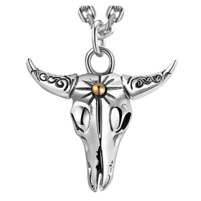 Gothic Ngau Tau 925 Sterling Silver Vintage Punk Biker Pendant Necklace