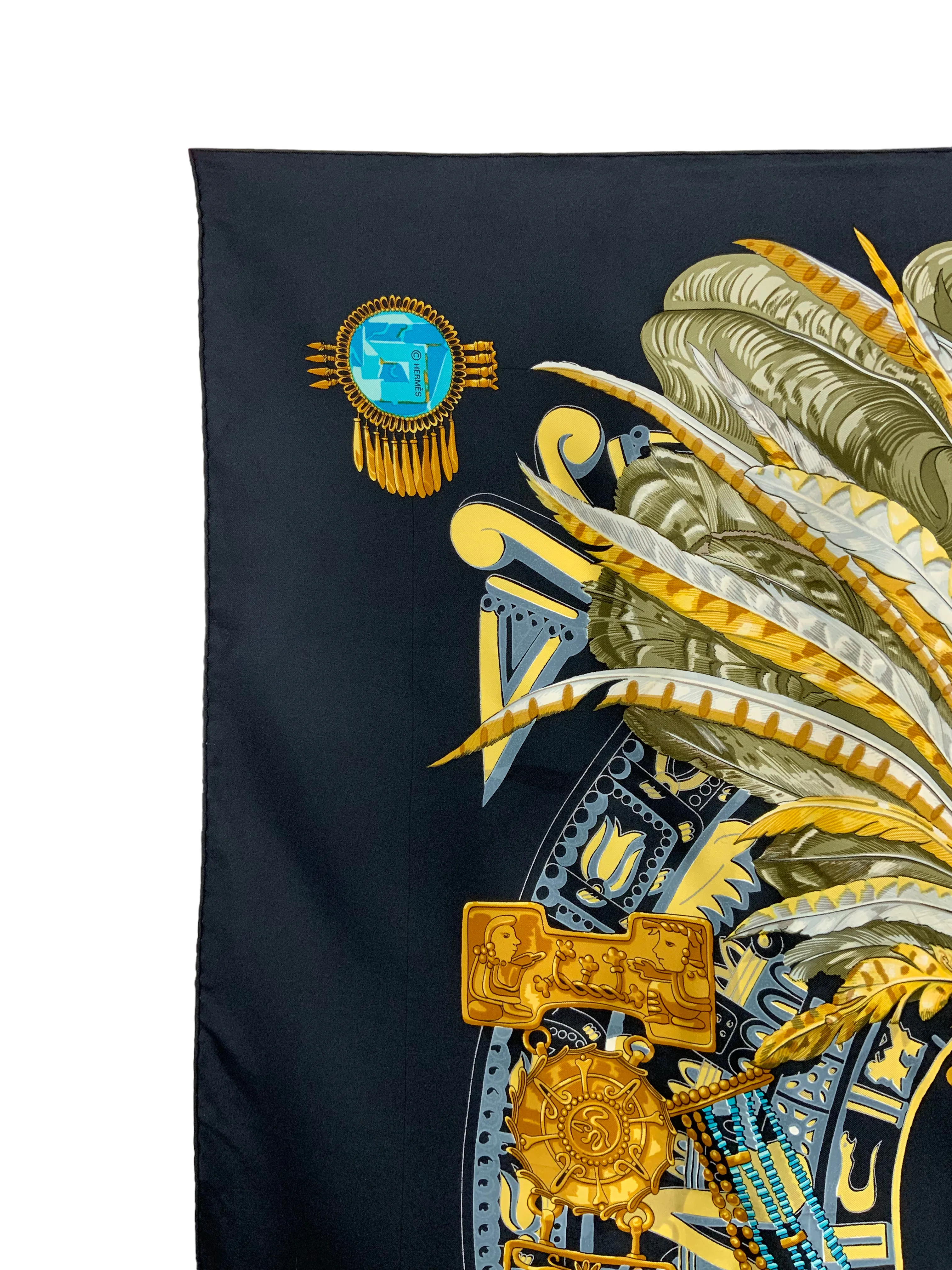 HERMES Aztec Silk Scarf 90