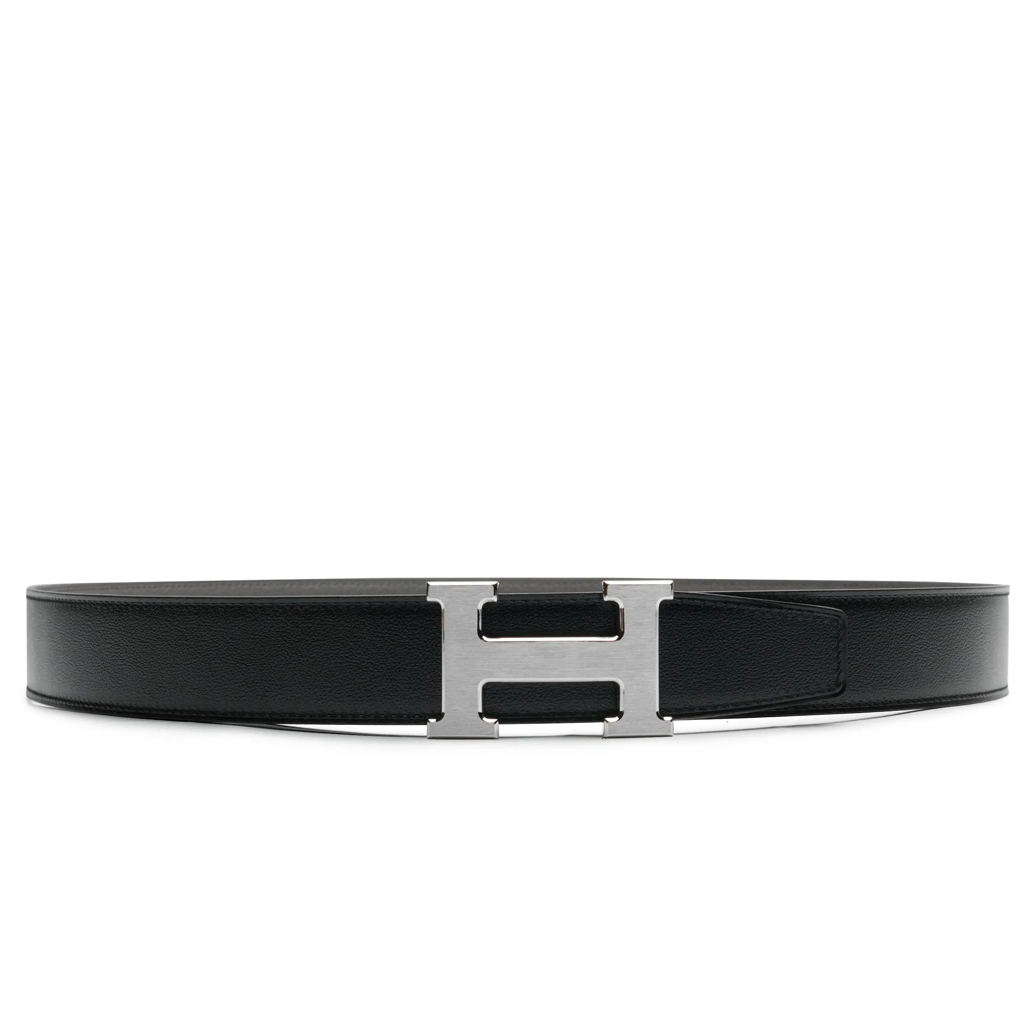 Hermes Paris H Buckle & Reversible Leather Strap 32mm Belt Noir tain