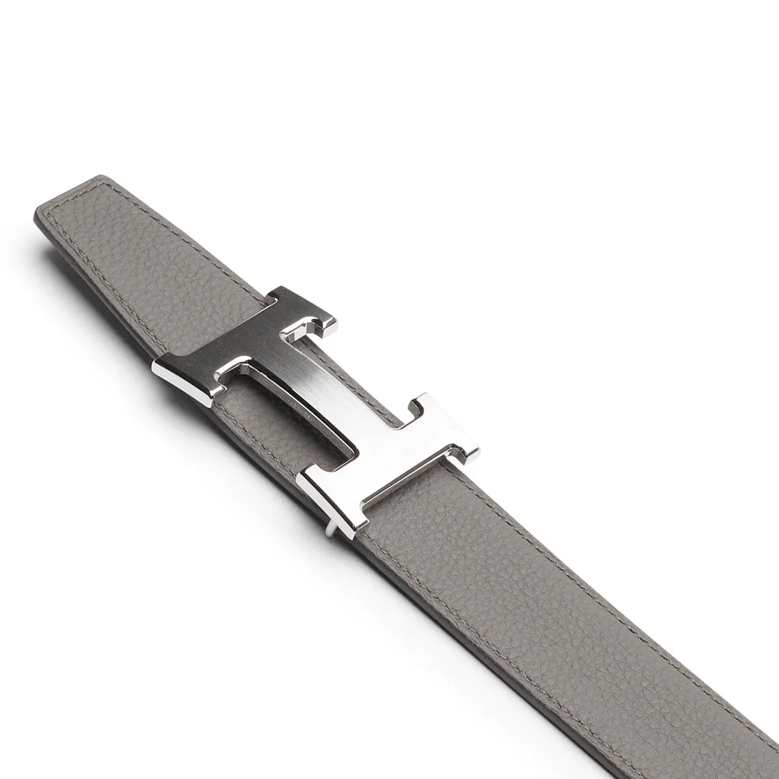 Hermes Paris H Buckle & Reversible Leather Strap 32mm Belt Noir tain