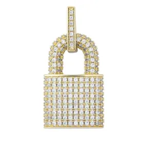 Iced Out Lock Pendant - Gold