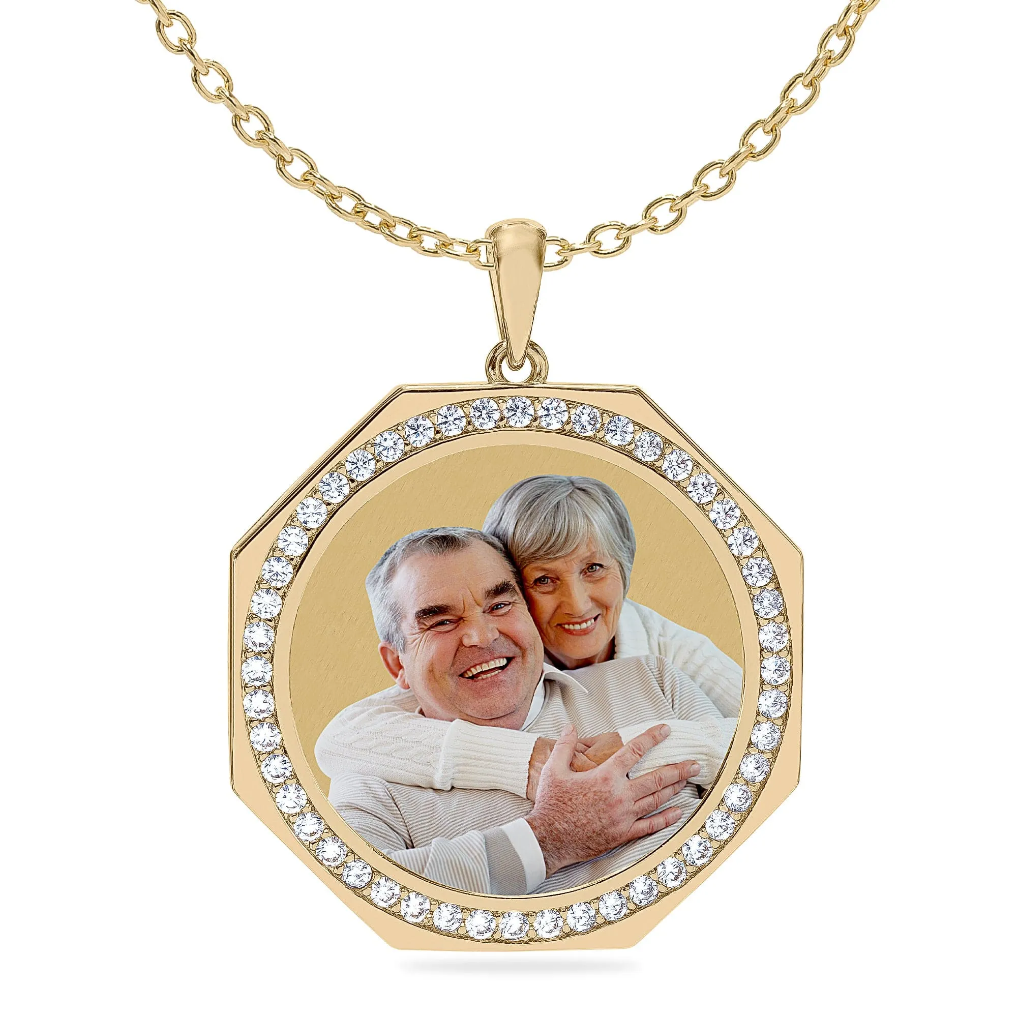 Iced Out Round Photo Pendant