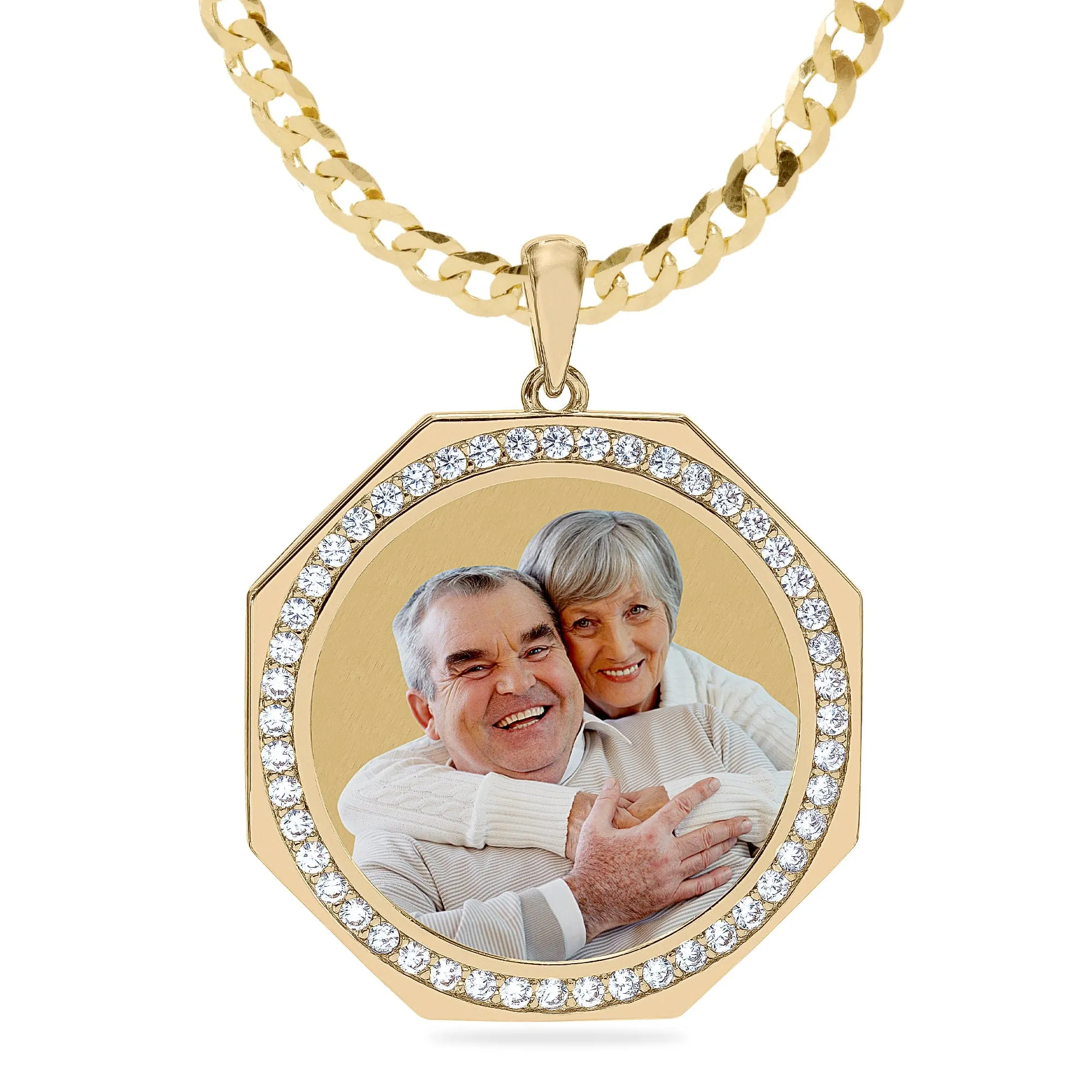 Iced Out Round Photo Pendant