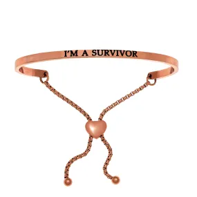 Intuitions Stainless Steel I’M A SURVIVOR Diamond Accent Adjustable Bracelet