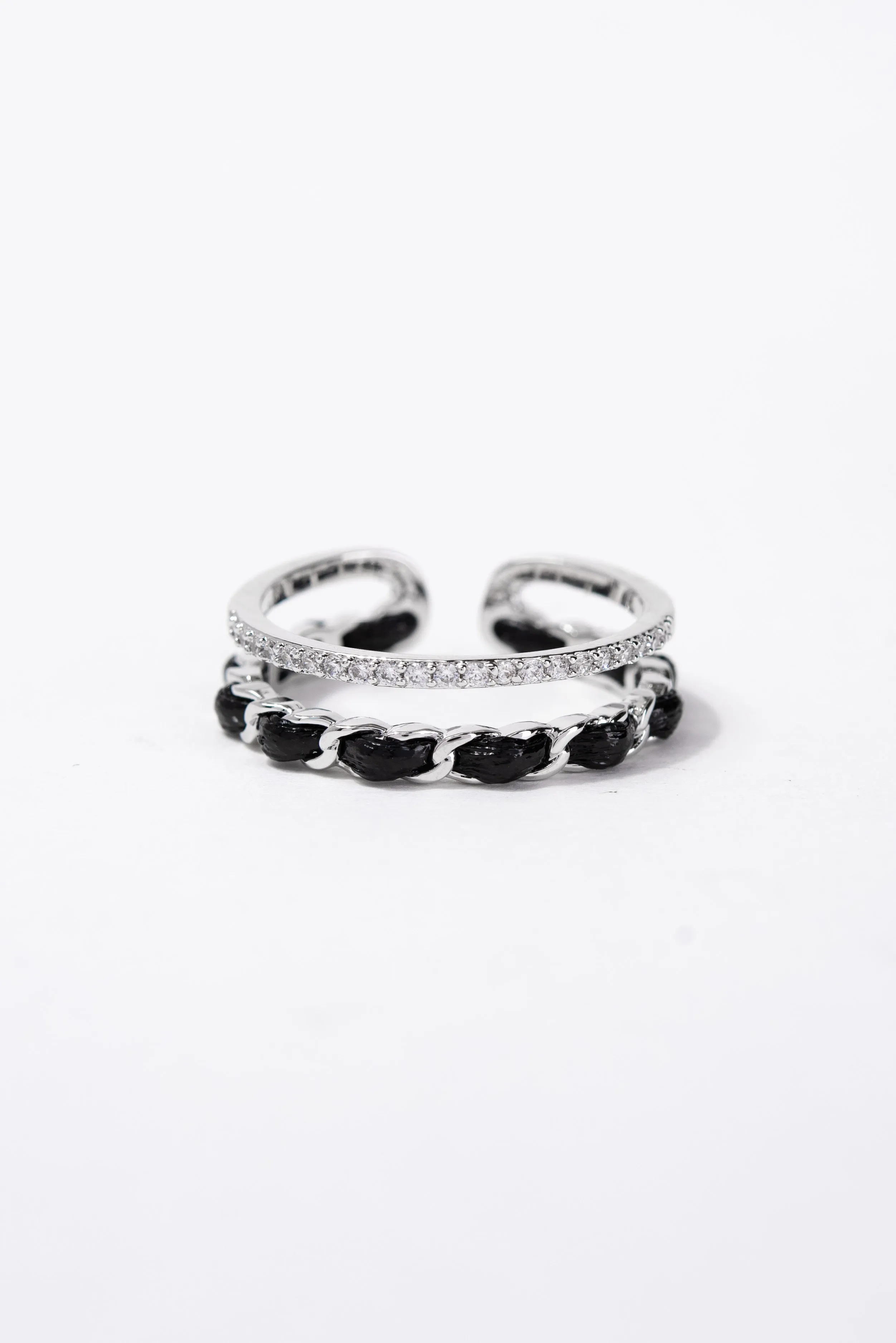 Jayda CZ Rope Rhinestone Cuff Ring