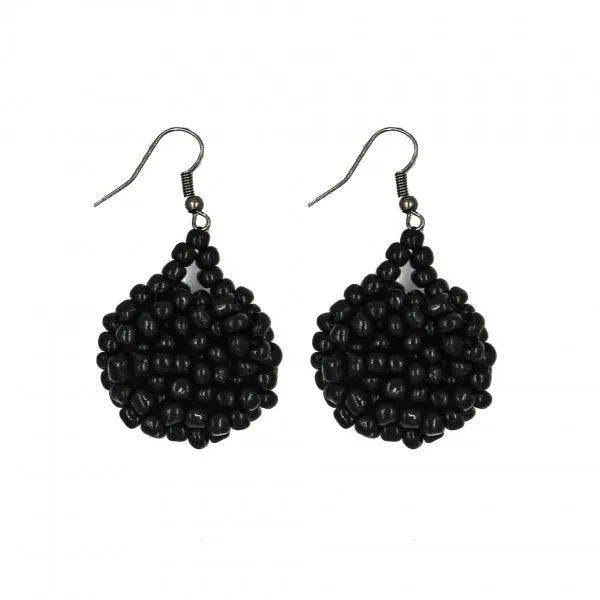 Kanule Beaded Earrings - Black