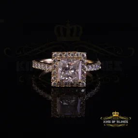 King Of Blings  10K Yellow Gold 3.00CT 'VVS' 'FL' D clr Moissonite Womens Princes Cut Ring S/7