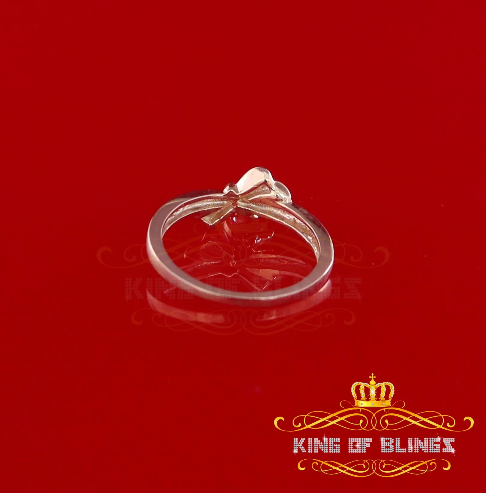 King of Bling's  Real 0.05ct Diamond Real 10kt Yellow Gold Fancy LOVE YOU HEART Charm Ring Size 7