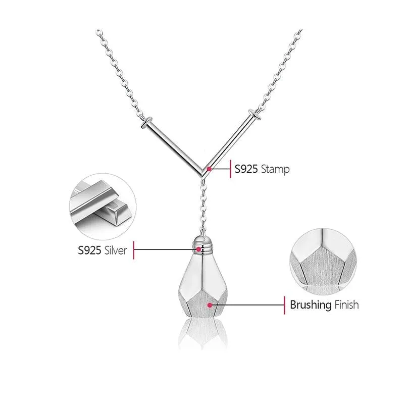 LFJF0058 Light Bulb Pendant Necklace Charm Jewelry - 925 Sterling Silver