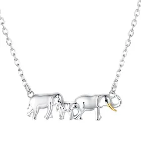 Lovely Elephants 925 Sterling Silver Fashion Pendant Necklace