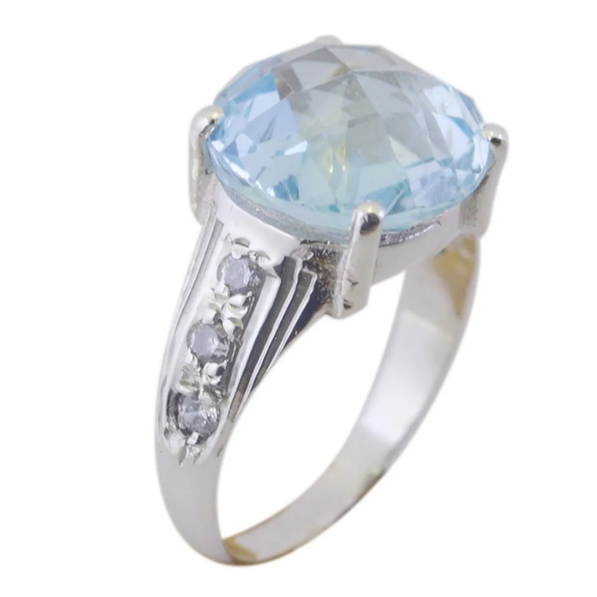 Lovesome Gemstone Blue Topaz 925 Sterling Silver Rings Man Jewelry