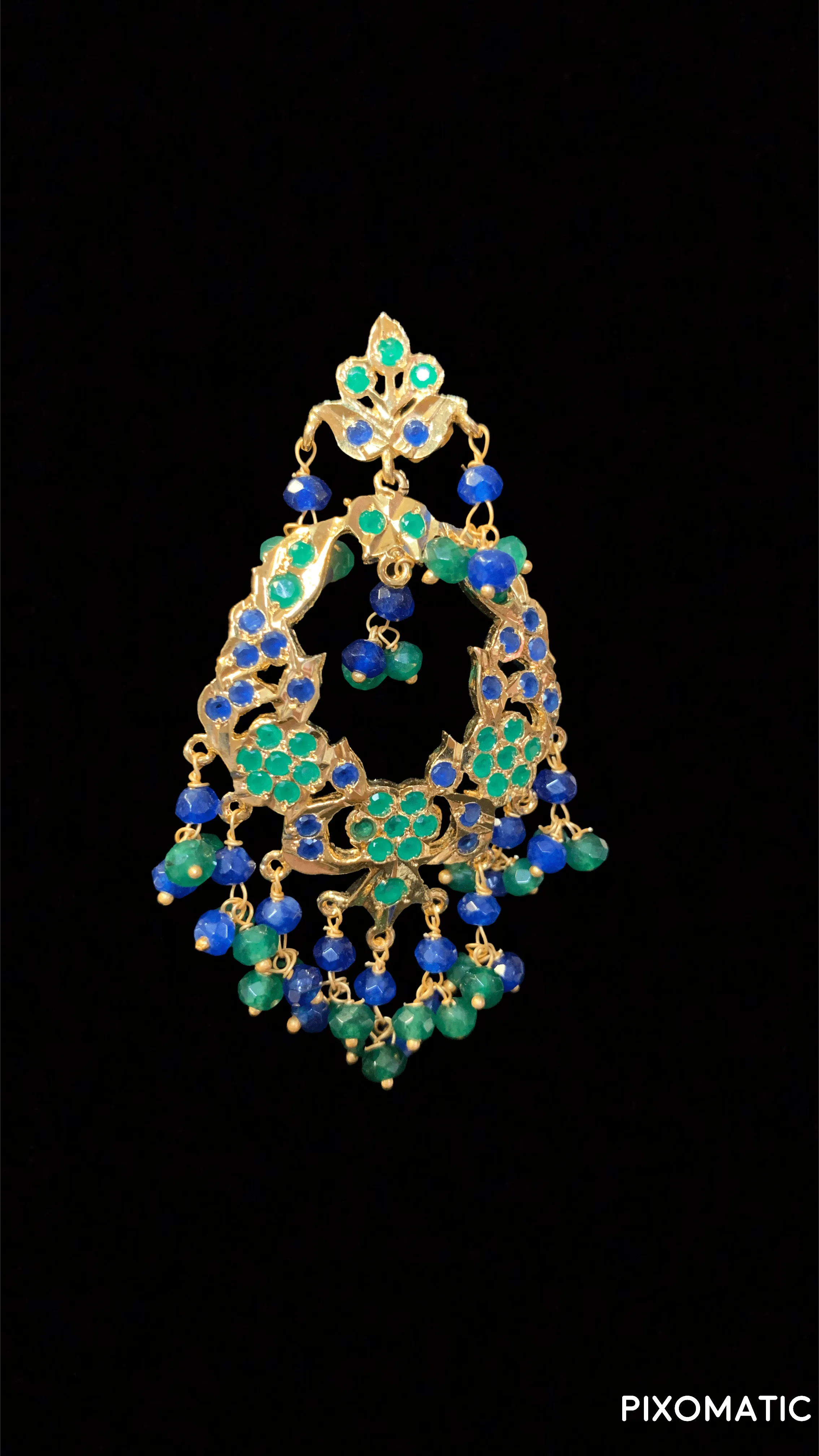 Madhuri earrings DER14 (blue green ) (READY TO SHIP)