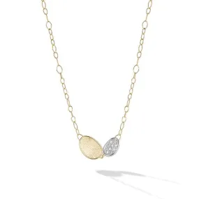 Marco Bicego Lunaria 18K Yellow Gold and Diamond Petite Double Leaf Necklace