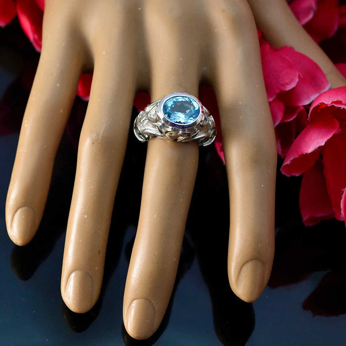 Mesmeric Gemstones Blue Topaz Sterling Silver Ring Jewelry Names