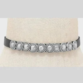 Metal Studded Boho Black Choker