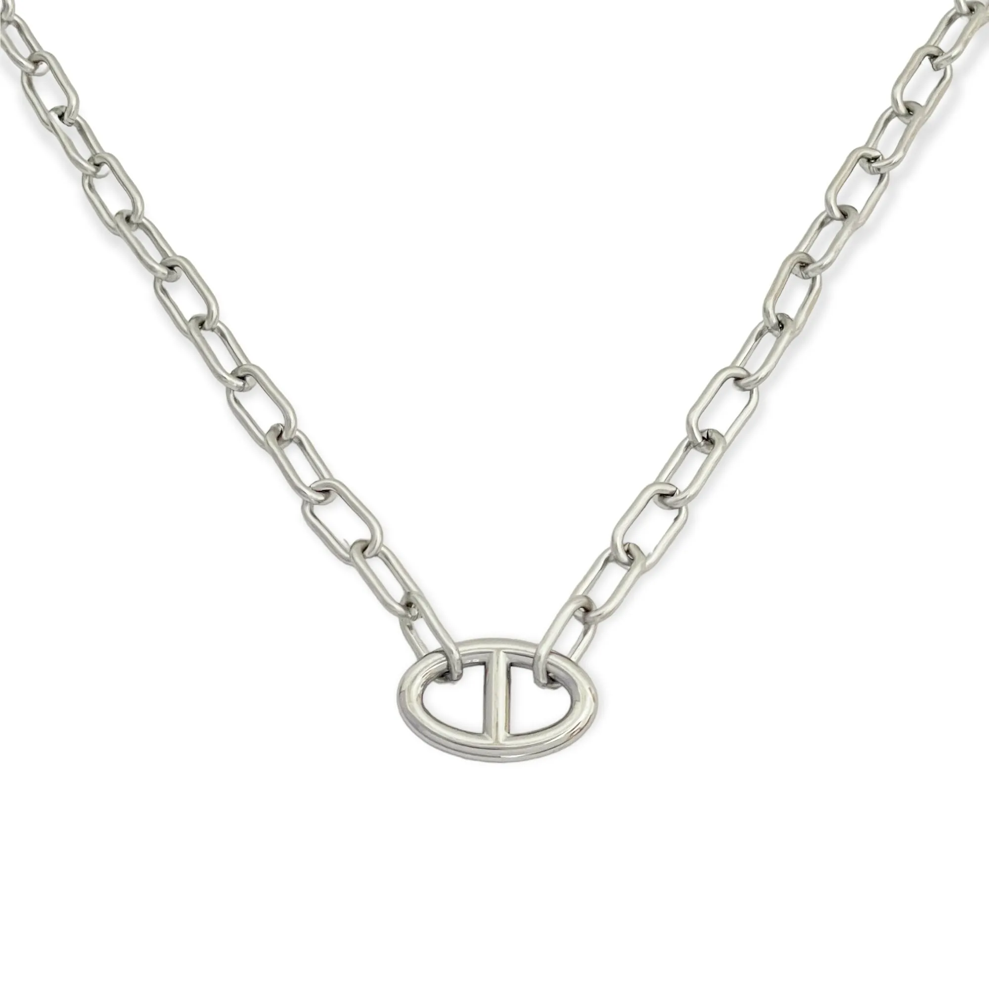 Modern Chunky Chain Necklace Silver