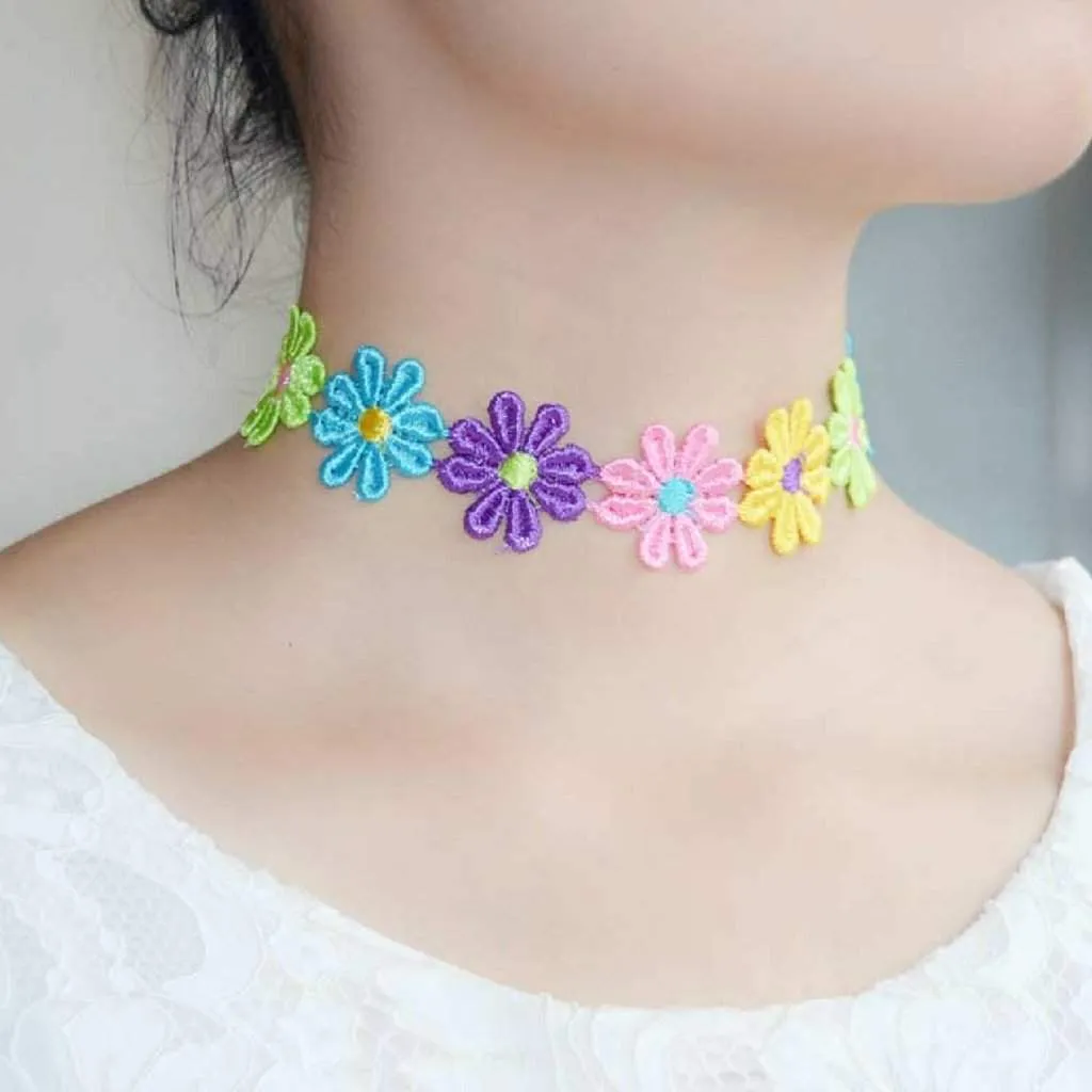 Multi Colored Flower Choker