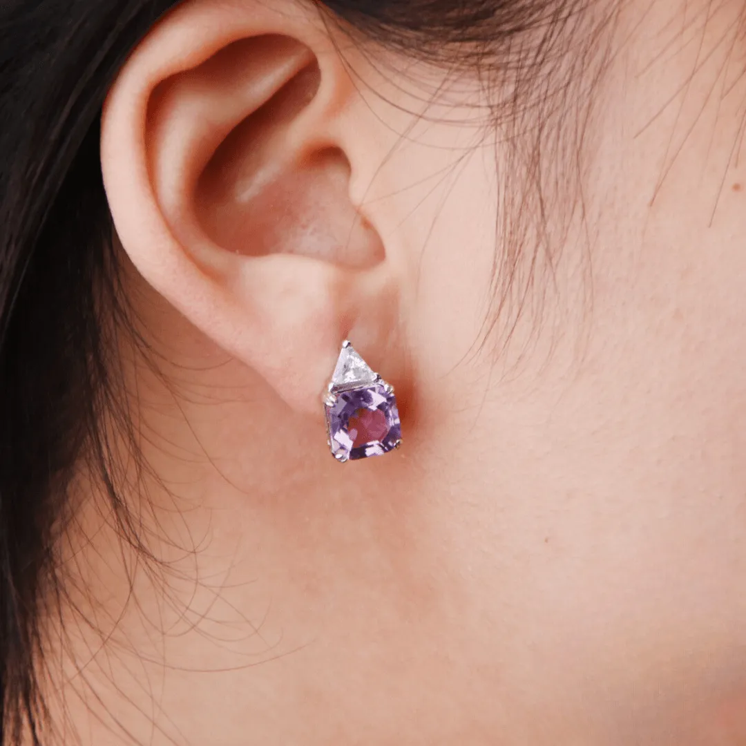 Natural Amethyst Octagon Stud Earrings