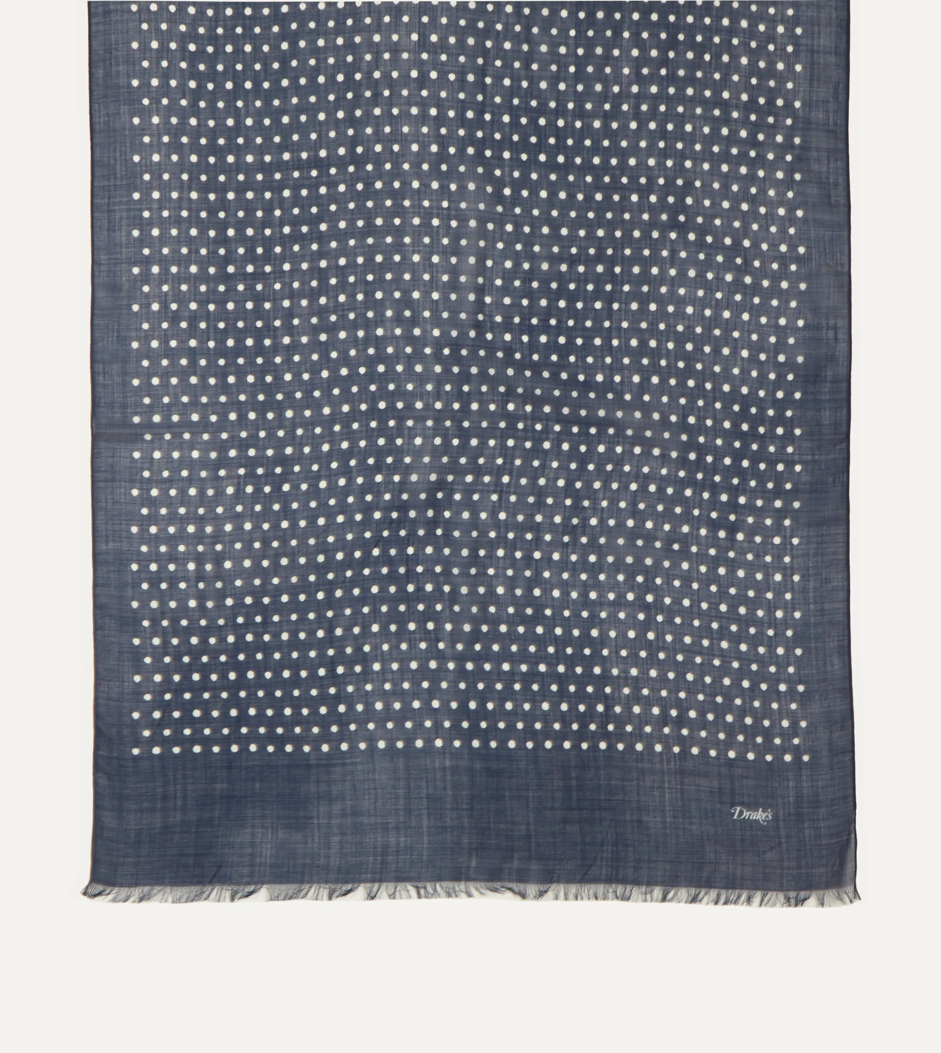 Navy Polka Dot Wool Scarf