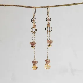 Nude - Citrine and Color Change Garnet Gold Drop Earrings