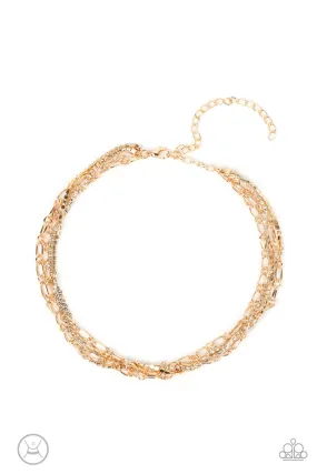 Paparazzi Glitter and Gossip - Gold Choker Necklace