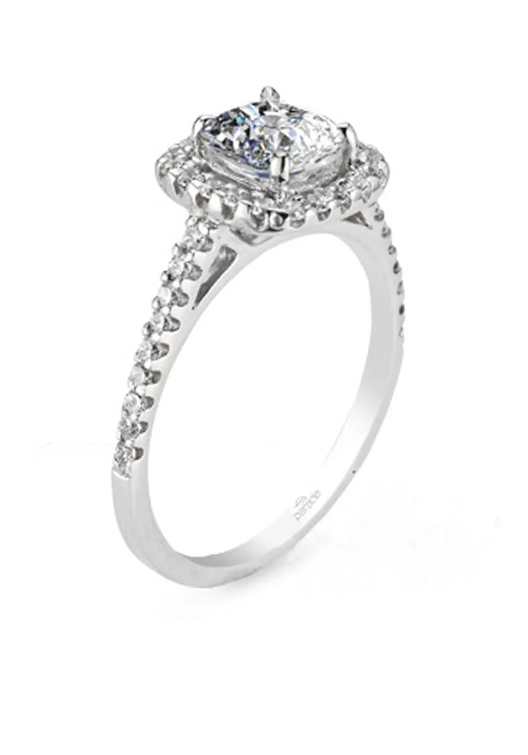 Parade Design Platinum Cushion Halo Semi-Mount Diamond Ring