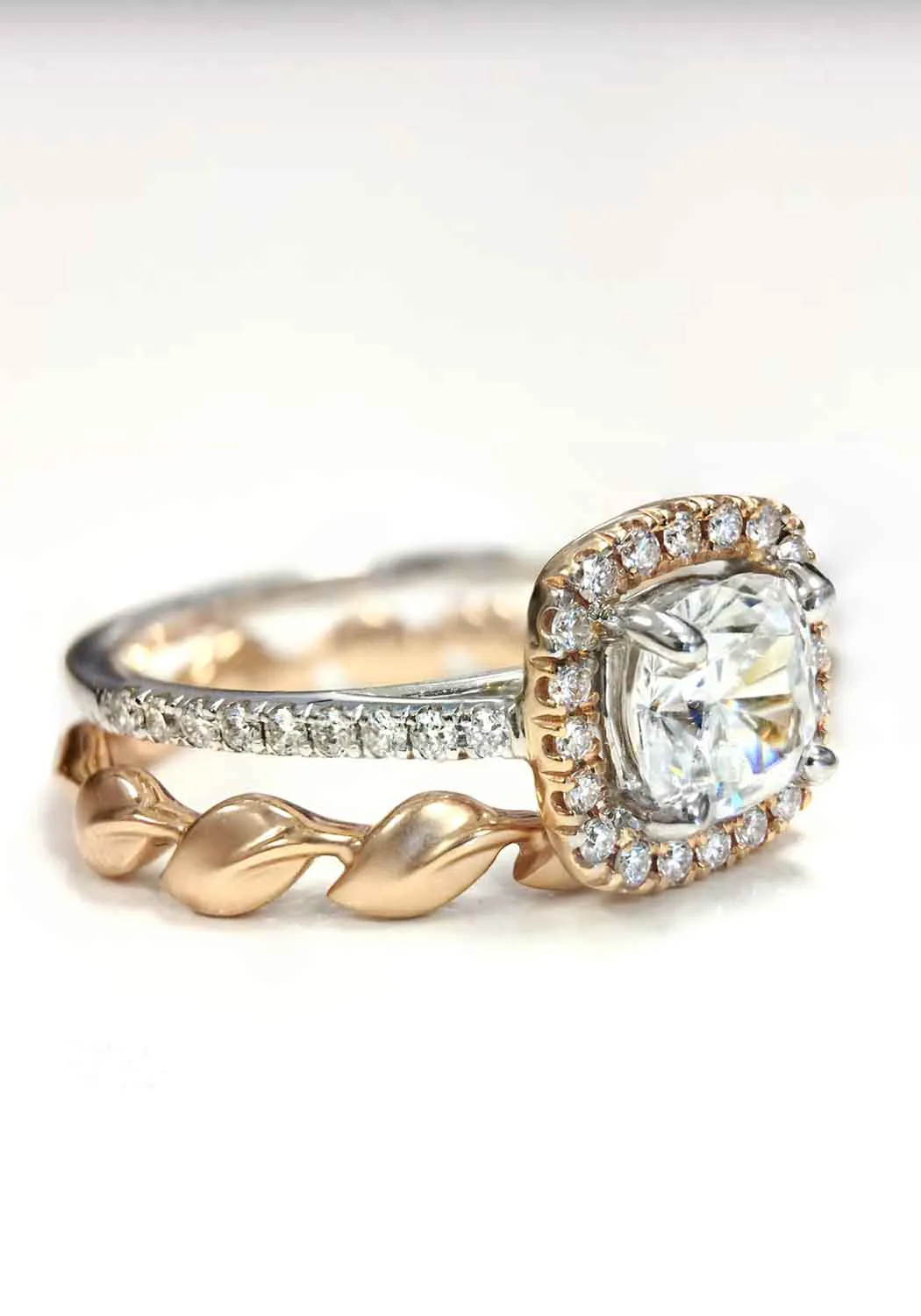 Parade Design Platinum Cushion Halo Semi-Mount Diamond Ring